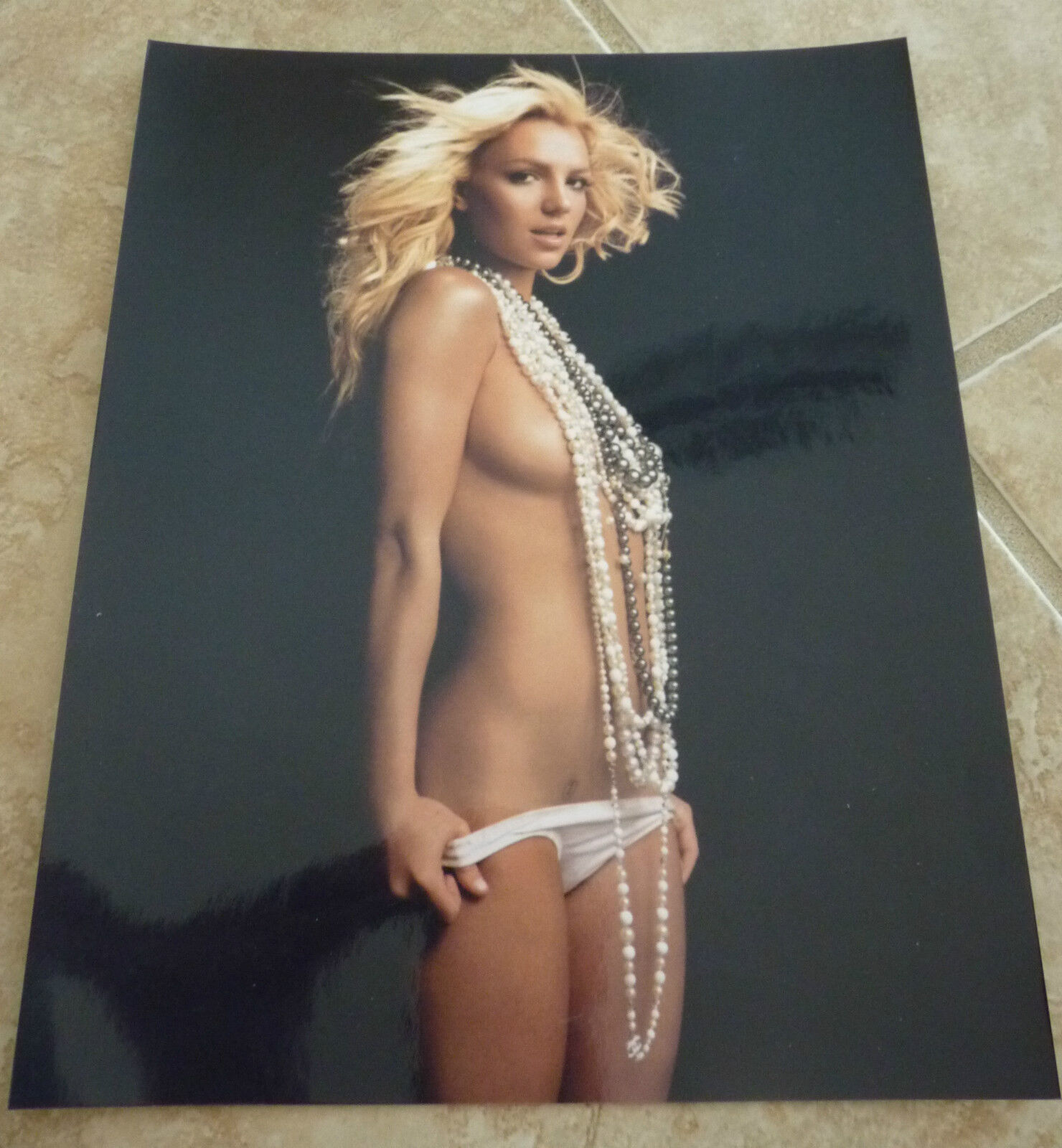 Britney Spears Sexy Color 8x10 Photo Poster painting Promo #2 Nude Pearls