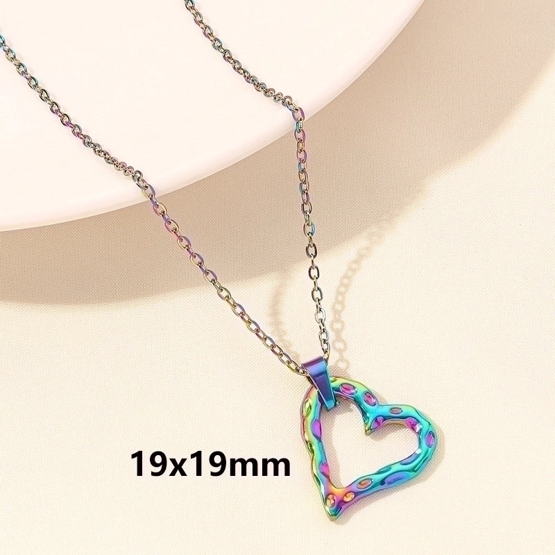 Elegant Minimalist Heart Shape 304 Stainless Steel 18K Gold Plated Plating Hollow Out Pendant Necklace