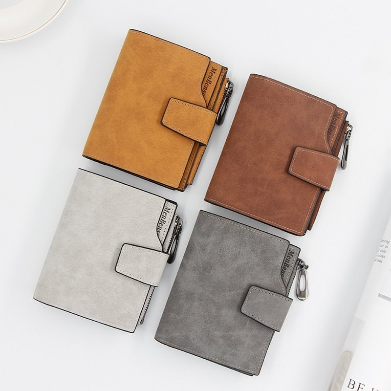 New Ladies Short Wallet Women&#39;s Zipper Wallet Multi-function Fashion Simple Fresh Large-capacity Leather Coin Purse Clutch US Mall Lifes