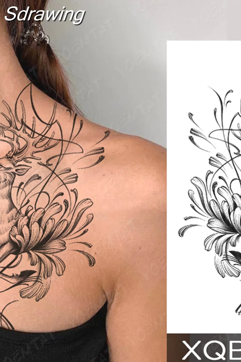 Sdrawing Temporary Tattoo Sticker Butterfly Flower Totem Flash Tatto Y2k Style Body Art Arm Leg Waist Fake Tatoo Men Women