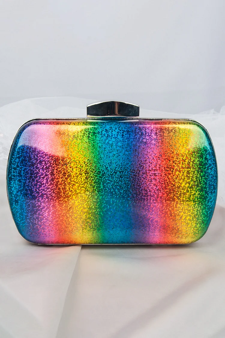 Party Rainbow Laser Gradient Lock Buckle Clutch Bag 2024 - Xpluswear