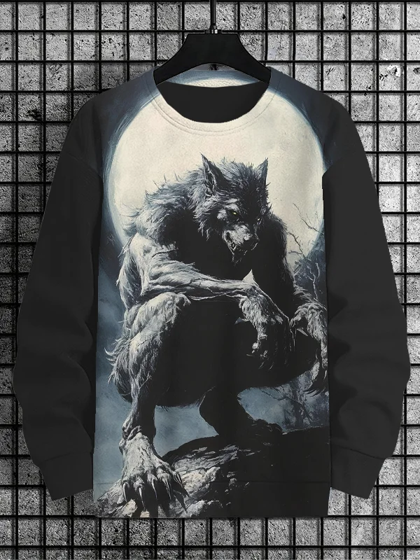 Men's Horrible Werewolf Art Print Casual Sweatshirt