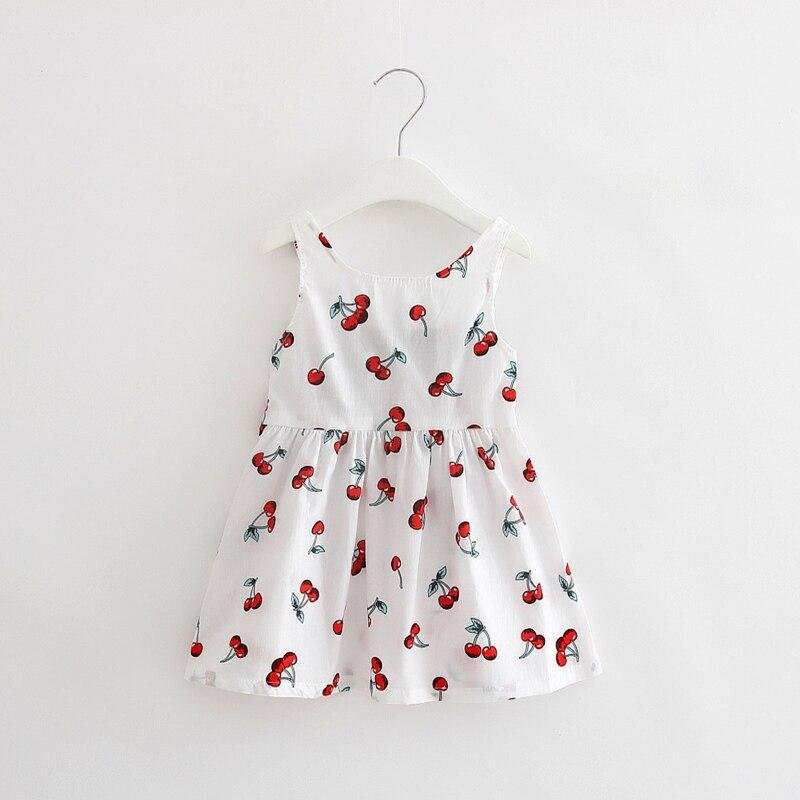 Summer Baby Girls Dress Cherry Print Infant Girl Dresses Toddler Baby Girl Sundress Clothing Casual Kids Vest Floral Dress