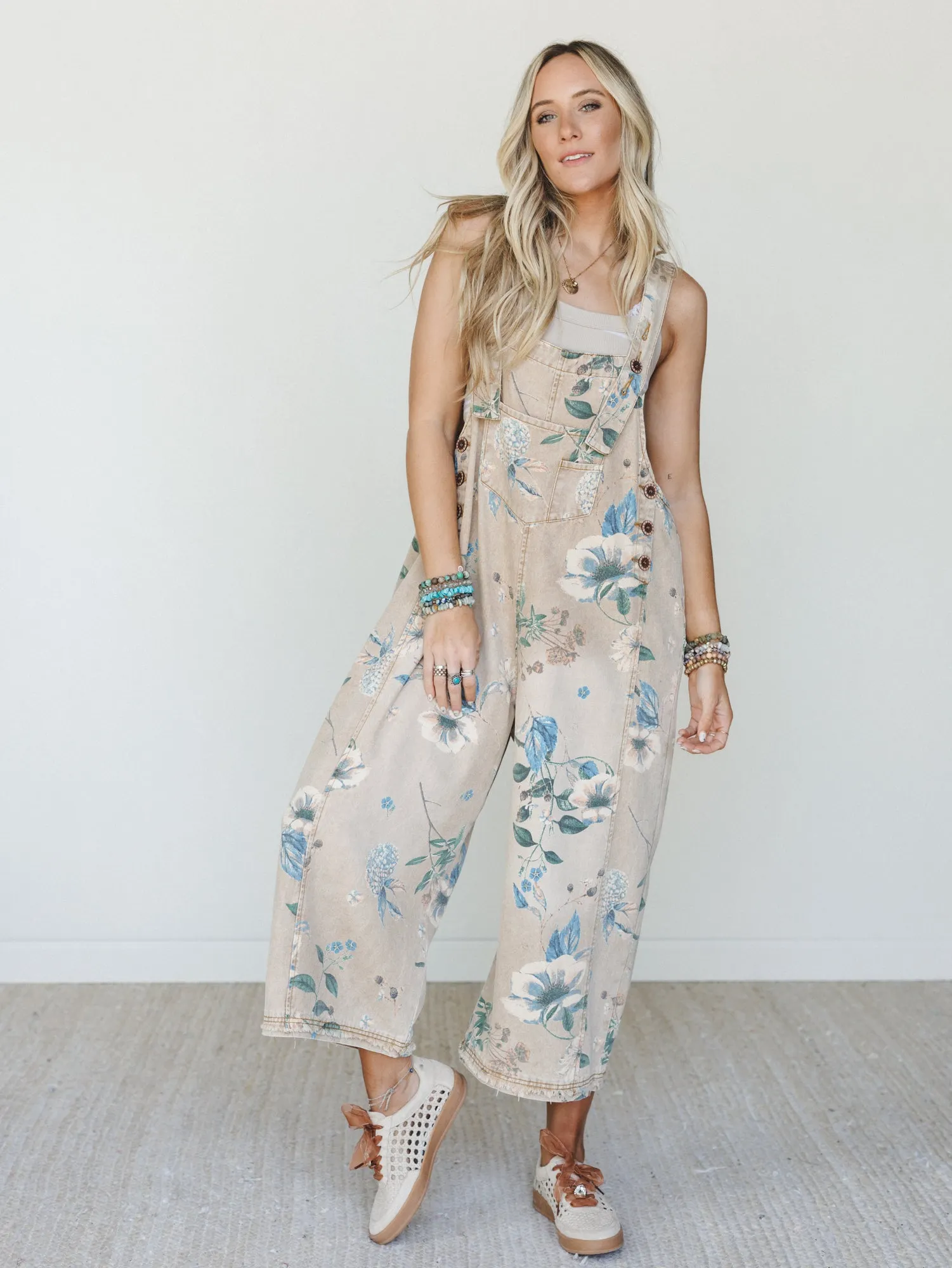 High Hopes Slouchy Denim Overalls - Mocha