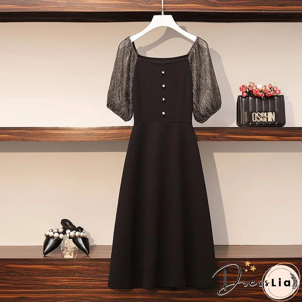 Elegant Square Collar Midi Dress P11410