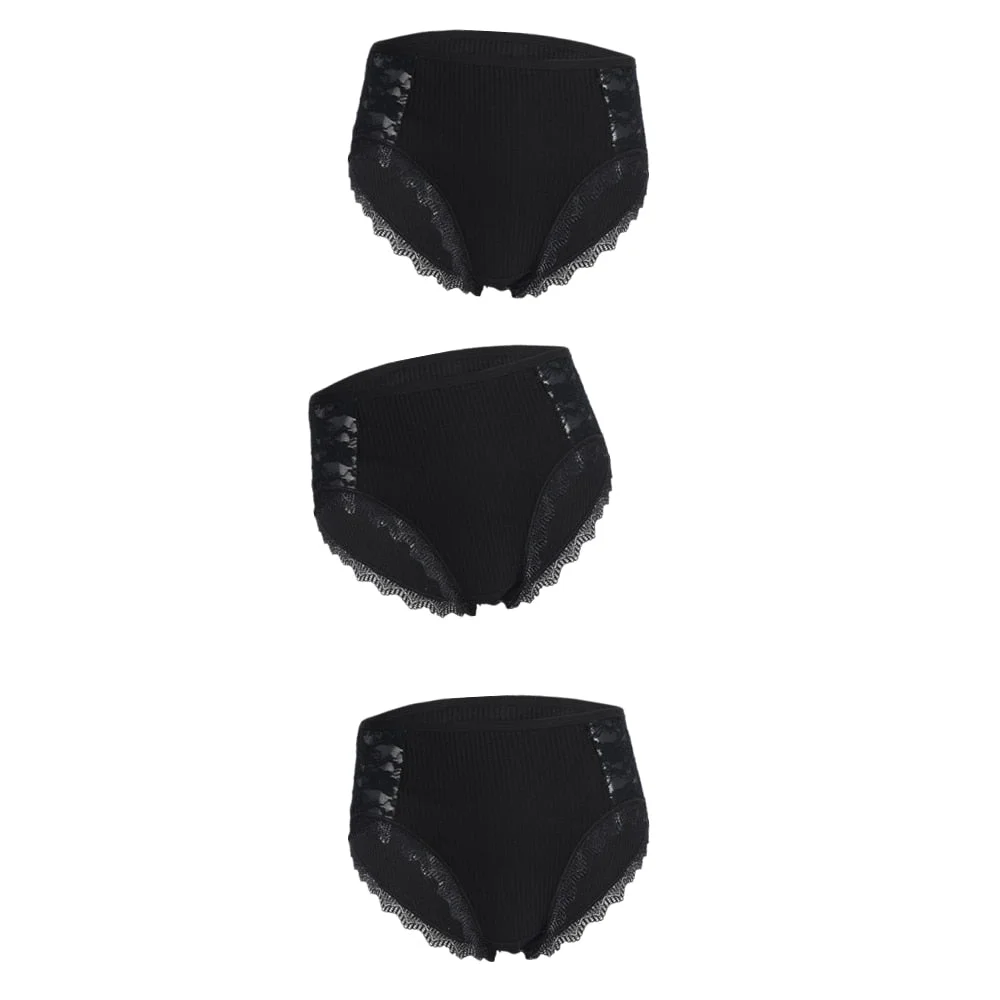 3PCS Hot Sale Cotton Panties Comfot Seamless High Waist Women's Panties Solid Lace Briefs Underwear Sexy Plus Size Underpants