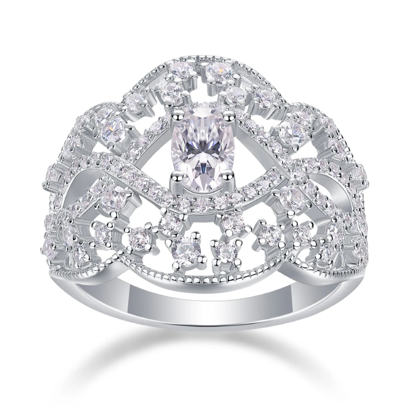 Moissanite Ring Vintage Hollow Style 925 Sterling Silver 18K Gold Plated Engagement Jewelry Gift Comes with GRA Certificate