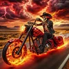 (50*50cm)Skeleton Cowboy Riding Motorcycle - Full Round Drill Diamond Painting