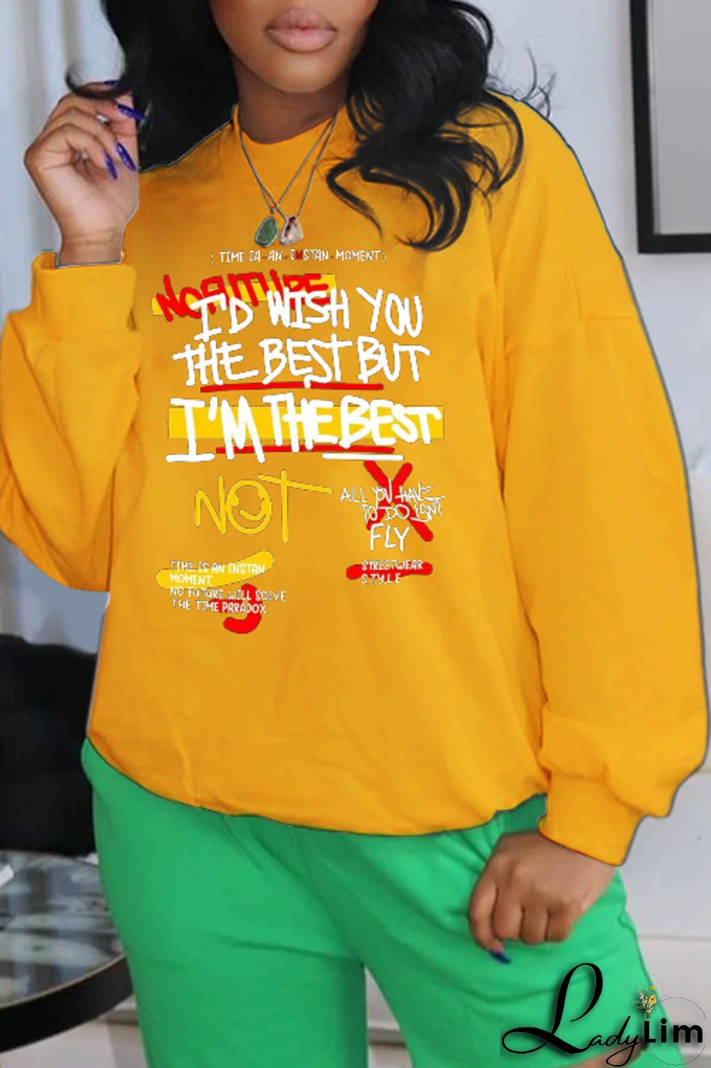 Black Casual Daily Print Patchwork Letter O Neck Tops