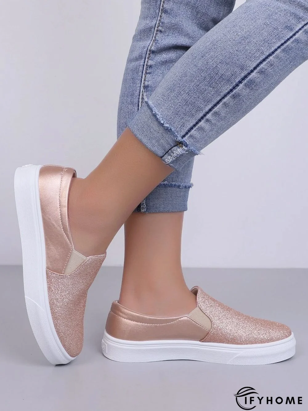Glitter Split Joint Slip On Casual Shoes | IFYHOME