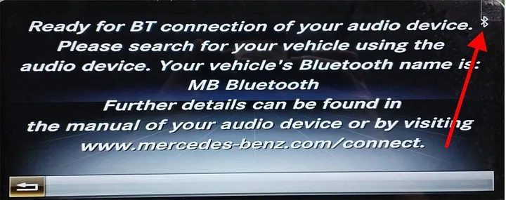 Mercedes NTG Bluetooth icon for opening the audio device list