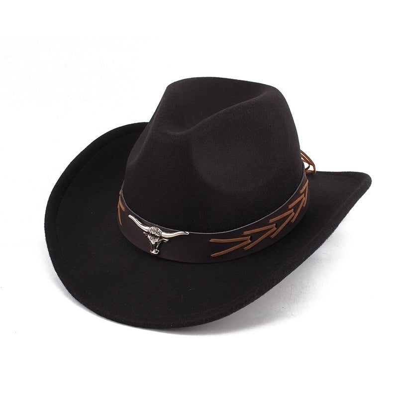 Spring And Summer Style Woolen Cloth Cowboy Hat Men And Women Couples Ethnic Style Roll-up Hat Sunshade Hat Jazz Hat