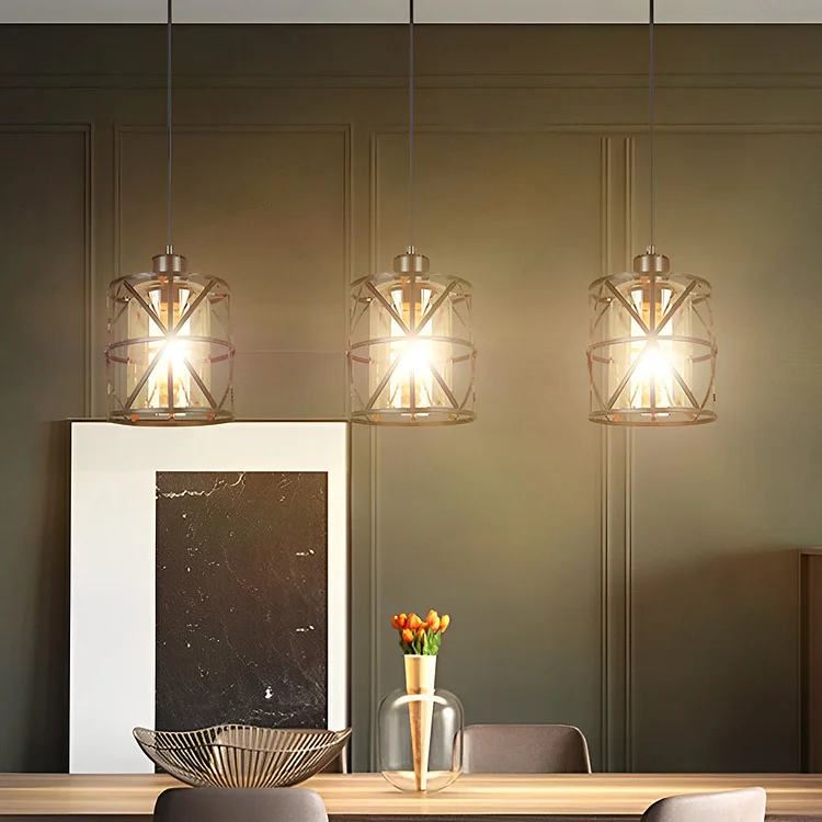 Creative Round Iron Glass Black Retro Industrial Style Pendant Lights - Appledas