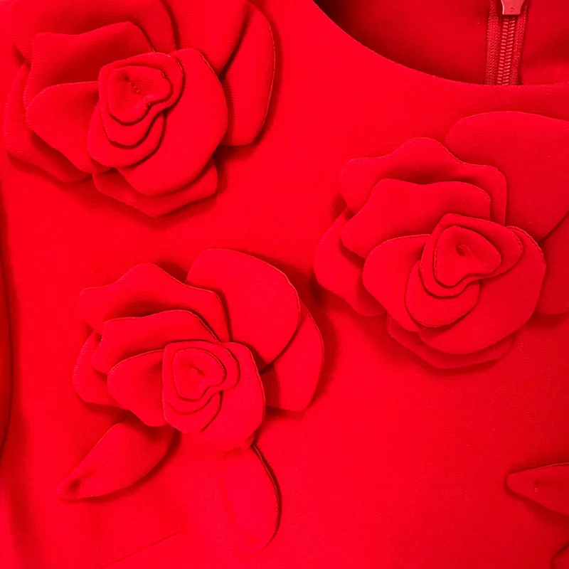 Nigikala Nigikala New Star Fashion Heavy Industry Three-Dimensional Flowers Short-Sleeved Dress