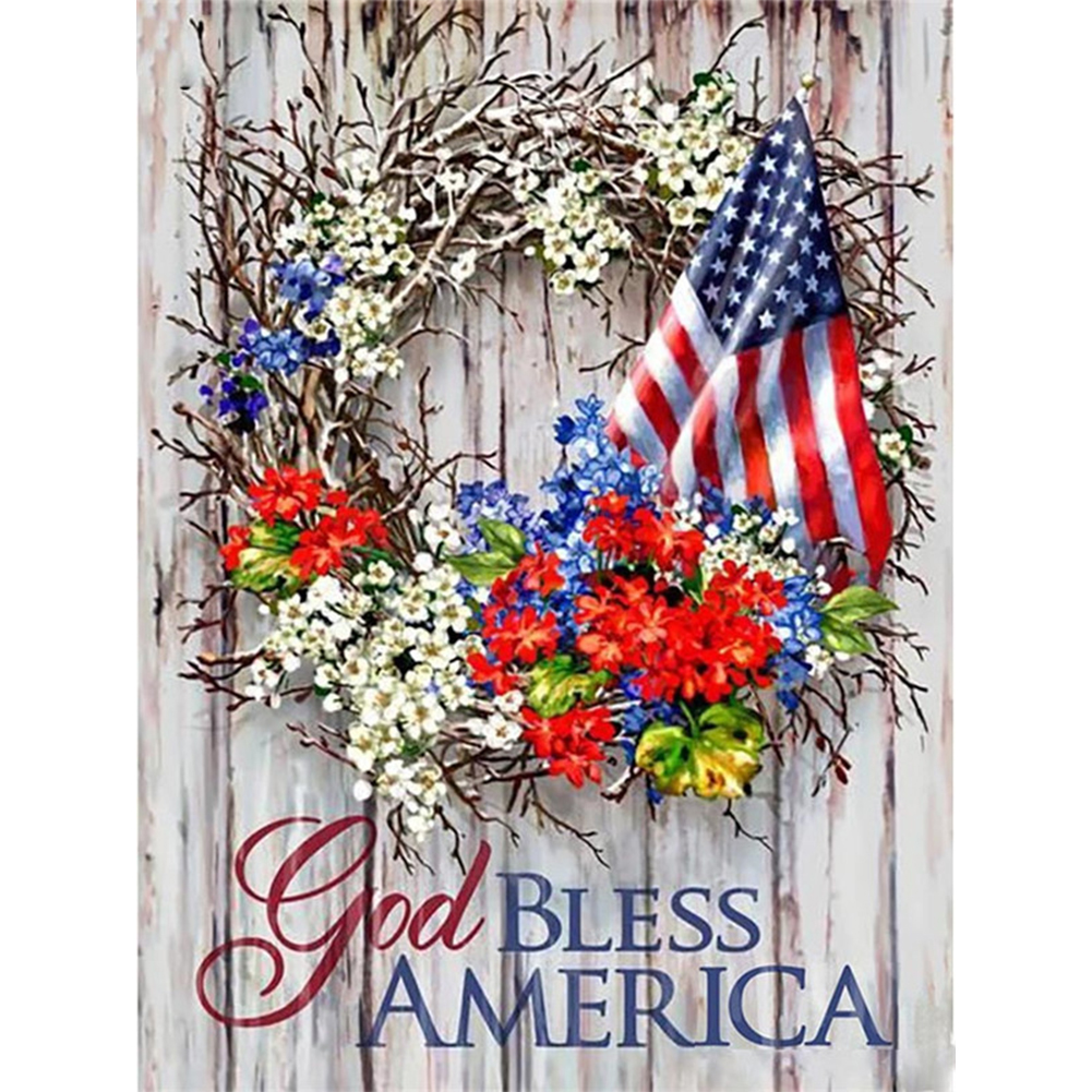 

American Flag Wreath - Square Drill Diamond Painting - 30*40CM, 501 Original