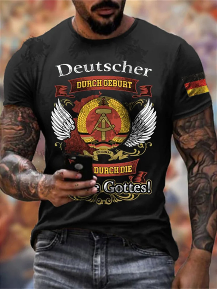 Printed DEUTSCHER Men's Cotton Short Sleeve | 168DEAL