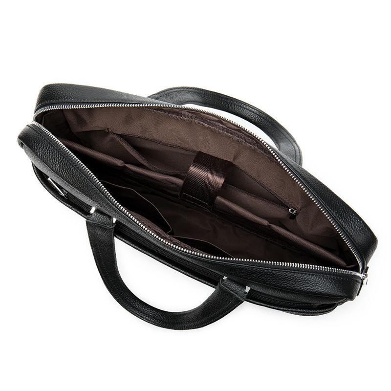 Durable Large Capacity Leather Fashion Plain Business Briefcase