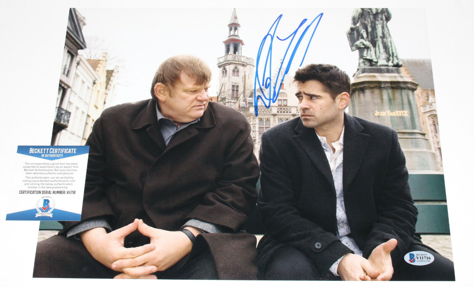 COLIN FARRELL SIGNED AUTHENTIC 'IN BRUGES' 11x14 MOVIE Photo Poster painting BECKETT COA BAS