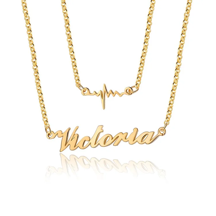 Personalized Name Custom Necklace Double Chain Design
