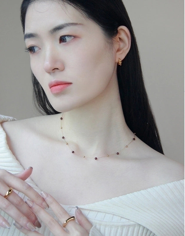 Vintage Style Geometric 304 Stainless Steel Titanium Steel Glass Bead 18K Gold Plated Gold Plated Choker