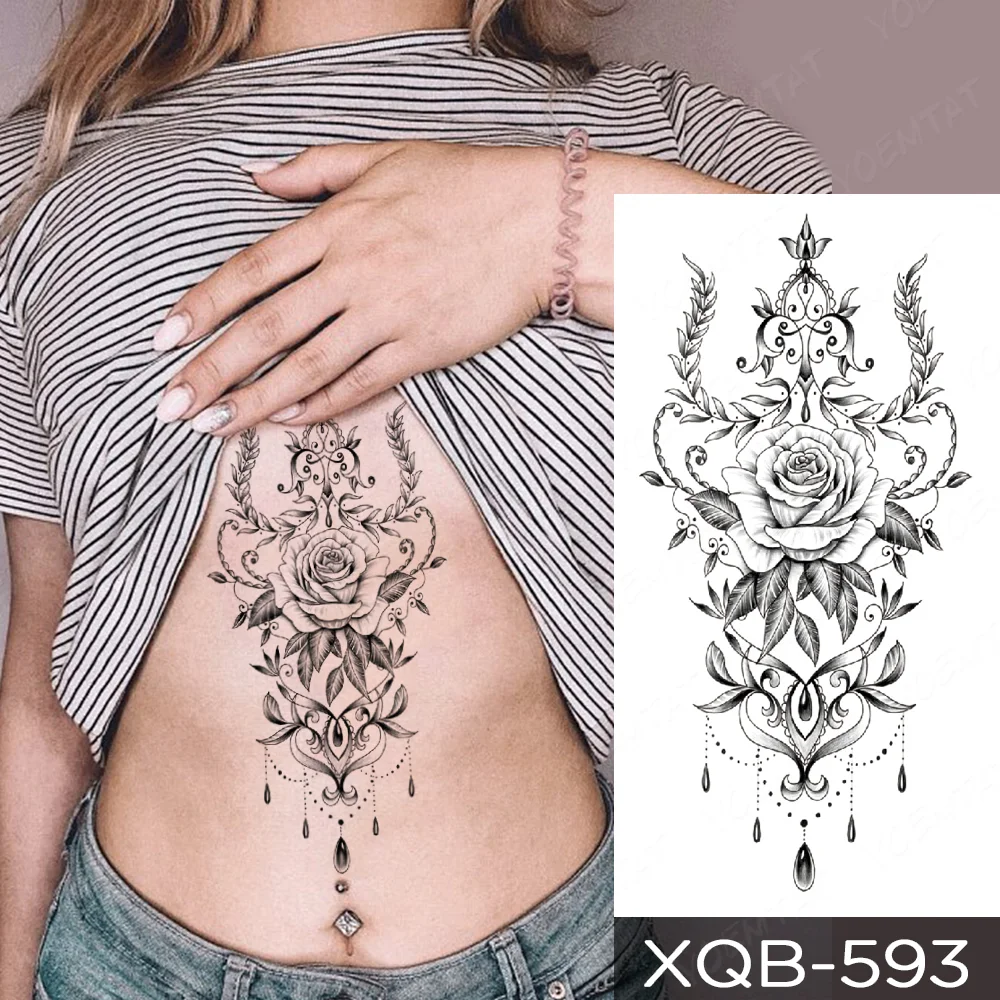 Sdrawing Temporary Tattoo Sticker Henna Mehndi Totem Flash Tatto Lotus Flower Hand Fingers Body Art Arm Fake Tatoo Men Women
