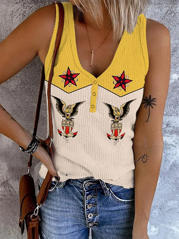 Eagles & Stars Print Tank Top