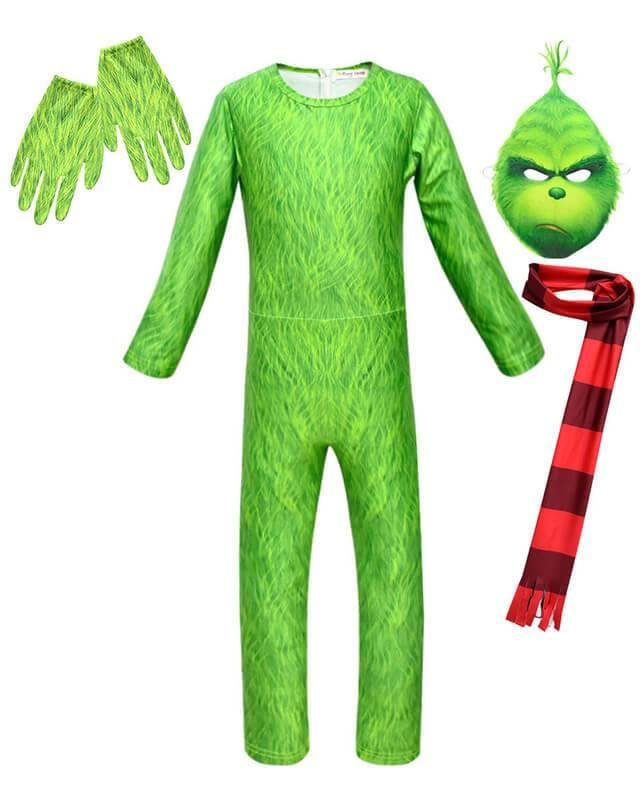 3-10 Years Boys The Grinch Onesies Bodysuit Cosplay Costume-Mayoulove
