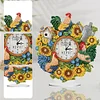(US Local)5D DIY Special Shape Diamond Painting Desk Ornament Handmade Clock Kit(Sunflower Rooster)