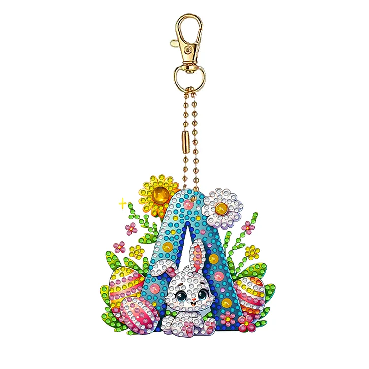 PET Double Sided Special Shaped Easter Alphabet DIY Diamond Painting Keychain