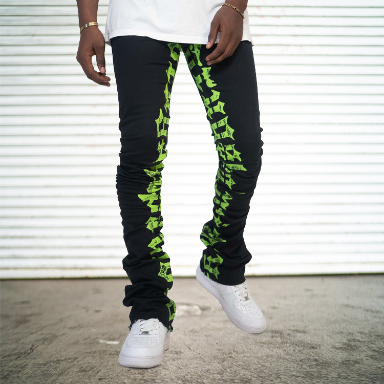 Casual Letter Print Street Layered Jeans