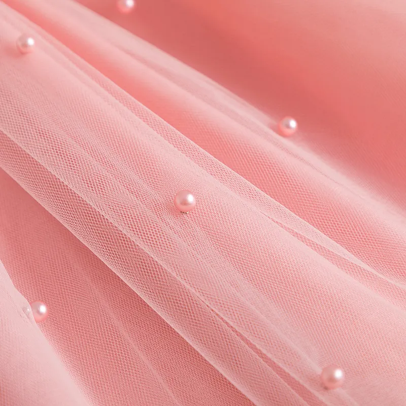 Uveng Baby Girls Dress for Summer Flower Lace Vestidos Wedding Party Kids Dresses for Girls Pearls Tulle Princess Children's Dresses