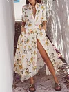 Floral Printed Split-Front Long Sleeves Maxi Dresses