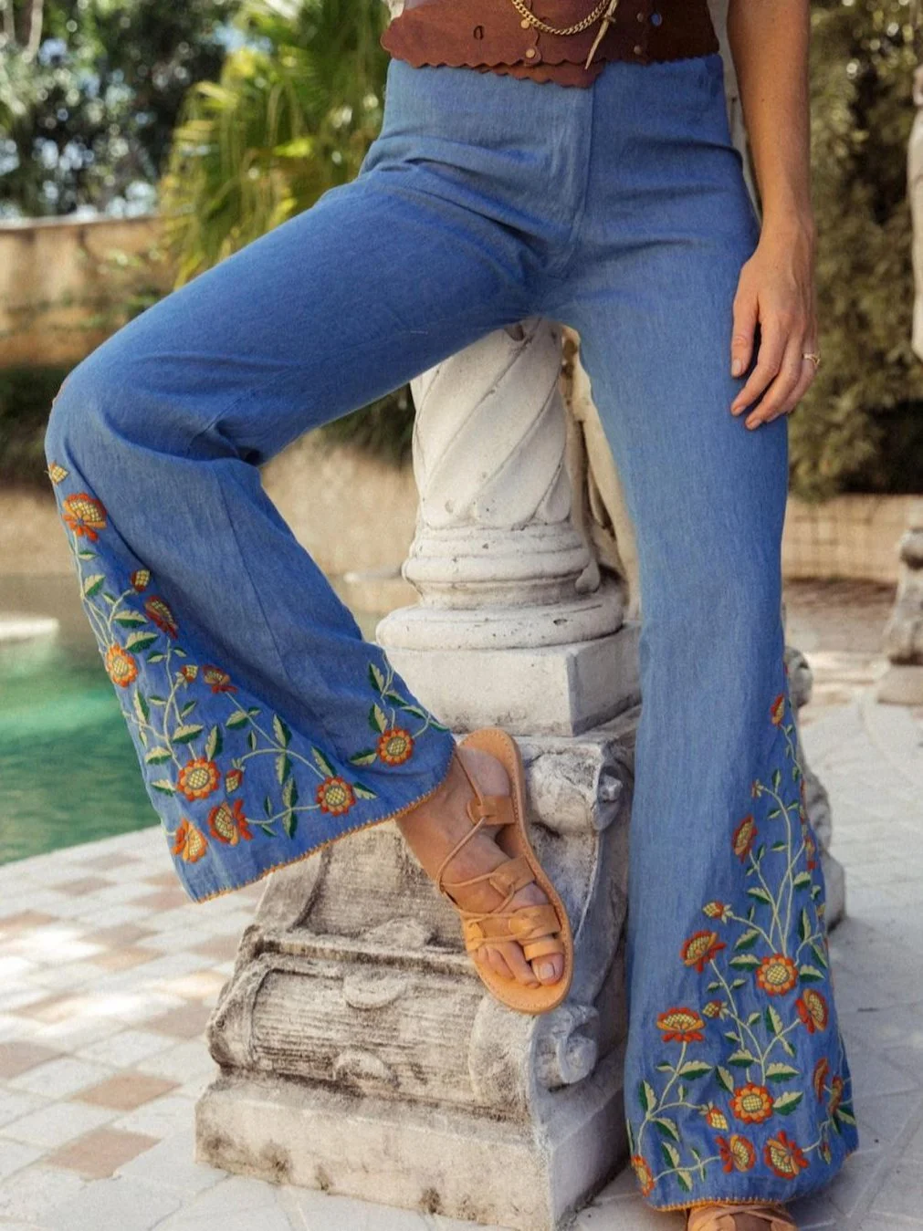 Floral Paneled Vintage Jeans