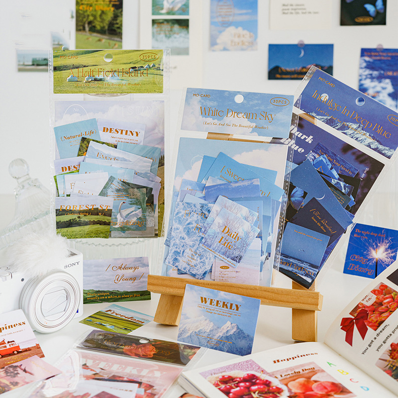 스티커 - 아름다운 날씨 시리즈 빈티지 꽃 바다 풍경