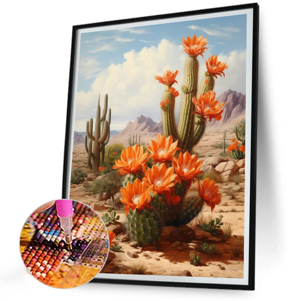 Desert Cactus Flower 30*40CM(Canvas) Full Round Drill Diamond Painting