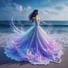Beach Dress Girl-11CT Stamped Cross Stitch 45*45cm/17.72*17.72in