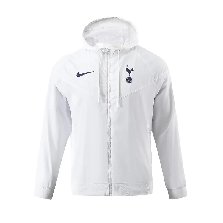 White hooded windbreaker from Tottenham Hotspur.