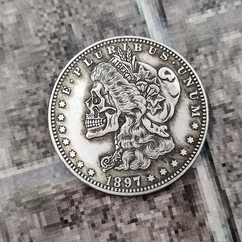 1897 Hobo Morgan Liberty Eagle Skeleton Coin
