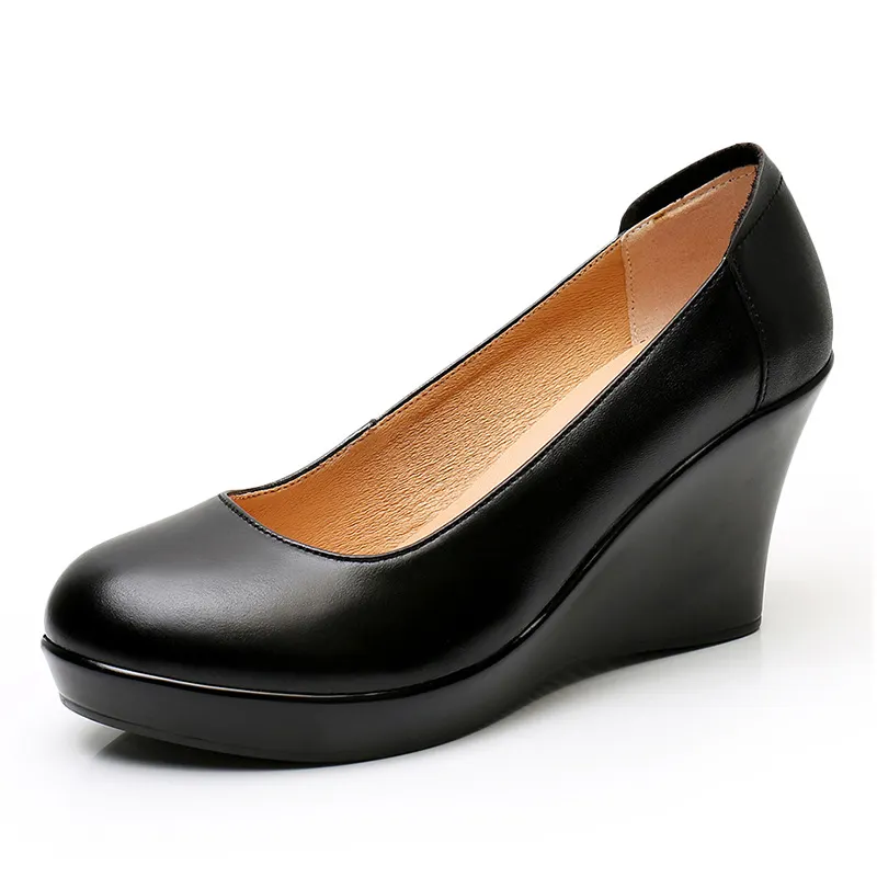 Breakj Breakj Round Head Pedal Women's Shoes With High Heel Heel Singles Thick-Sed Waterproof Table Is Installed In The Work Of Shallow-Mouthed Shoes