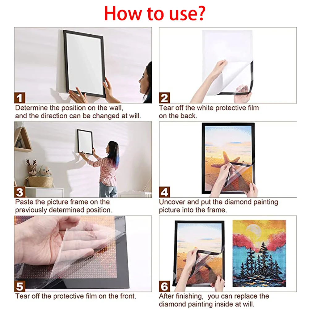 DIY Diamond Painting Magnetic Frame Self-Adhesive Poster Photo Wall Holder