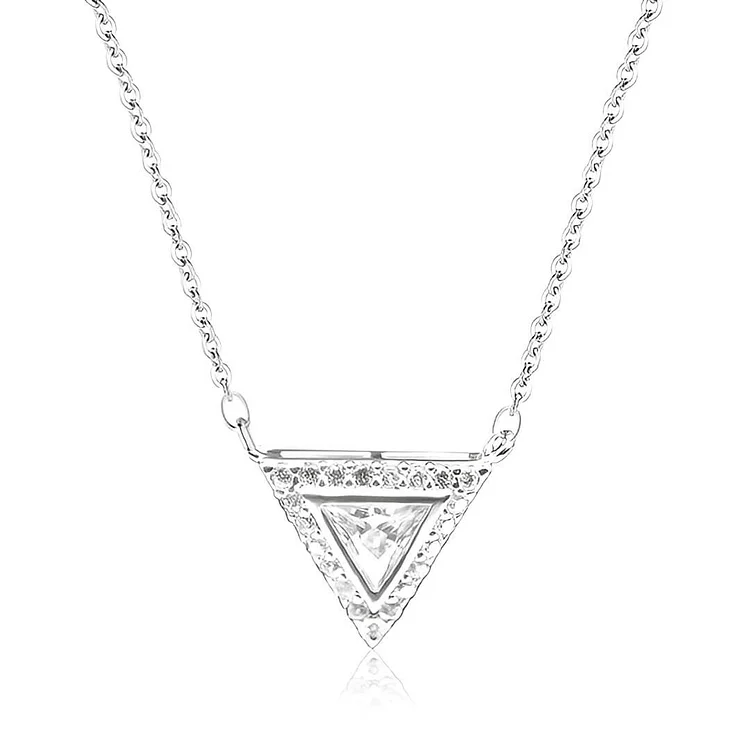 For Friend - My Badass Tribe Zirconia Triangle Silver Necklace