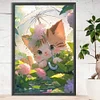 (40*60cm)Cat with Umbrella - Full Round Drill Diamond Painting