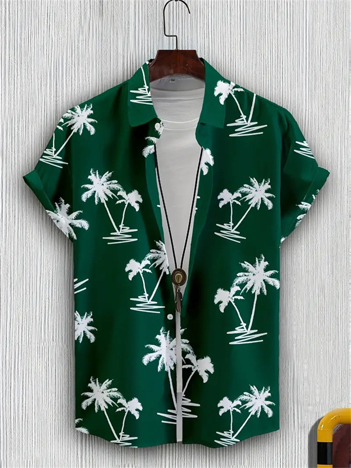 Men's Hawaii New Lapel 3D Printed Short Sleeve Shirt-JRSEE