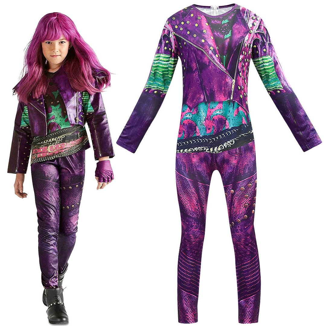 Descendants 3 Mal Cosplay Costume Purple Jumpsuits for Kids-Pajamasbuy