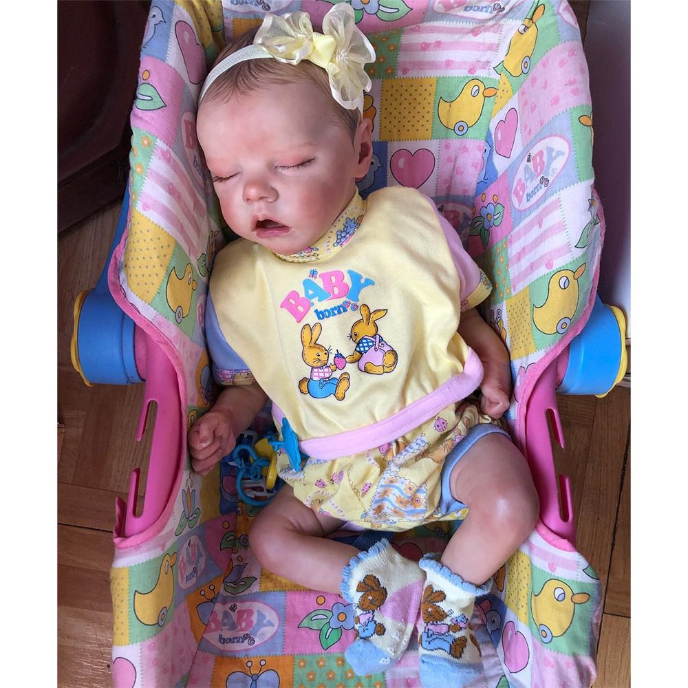 [New!]12" Cute Lifelike Handmade Sleeping Hand-painted Hair Girl Soft Silicone Baby Doll Named Wenster