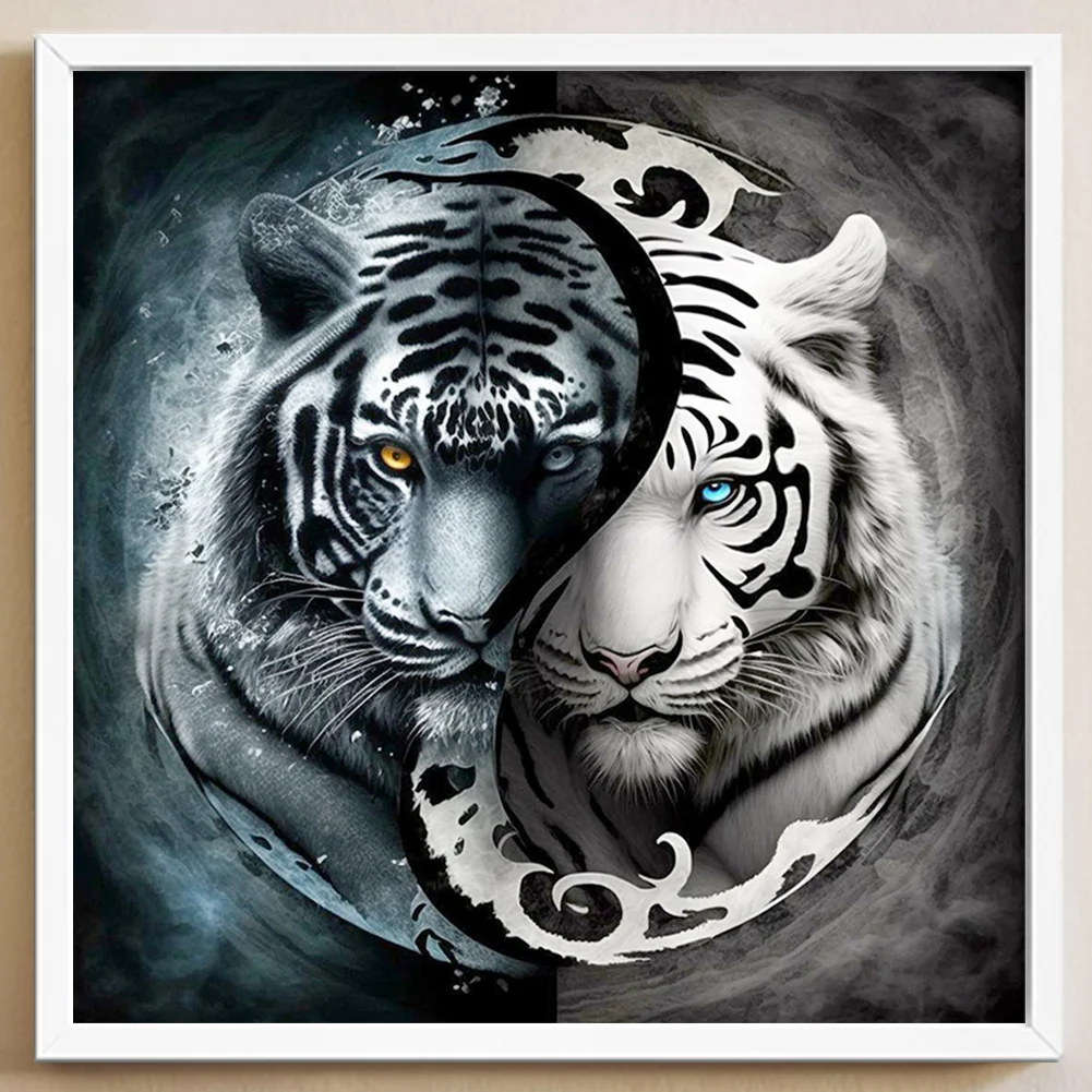 11CT Full Stamped Cross Stitch - Yin Yang Tiger(Canvas|45*45CM)