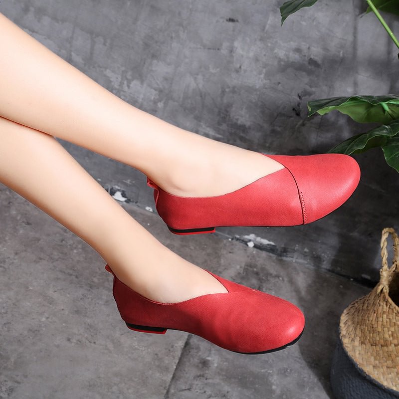 Literary Handmade Retro Leather Soft Flat Shoes
