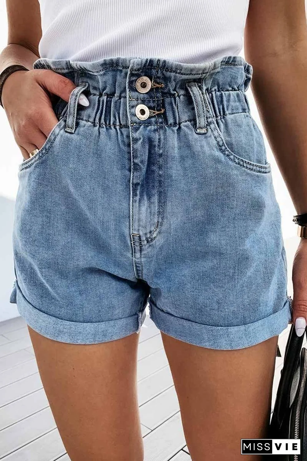 Casual Straight High Waist Shorts