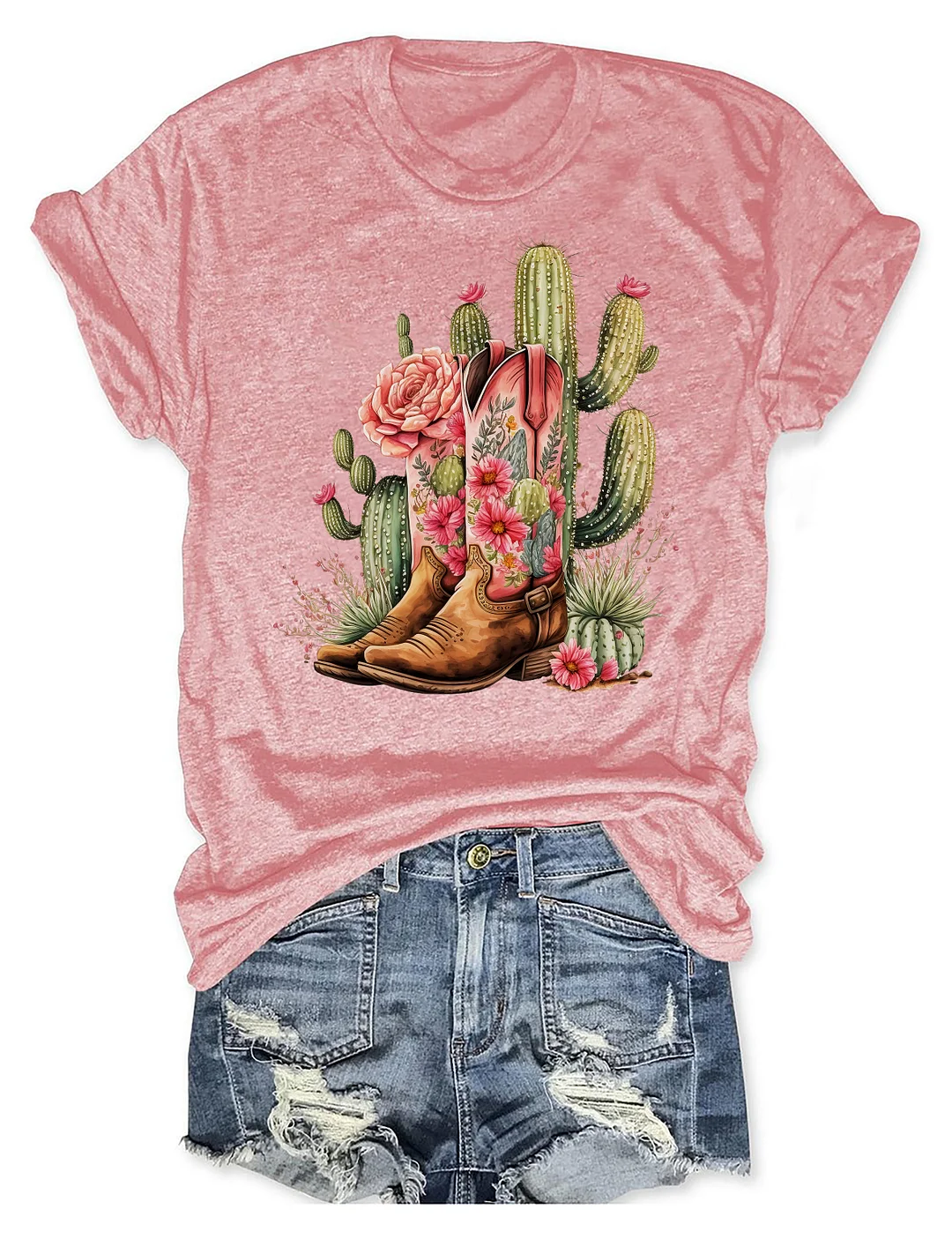 Cowgirl Boots & Cactus T-shirt