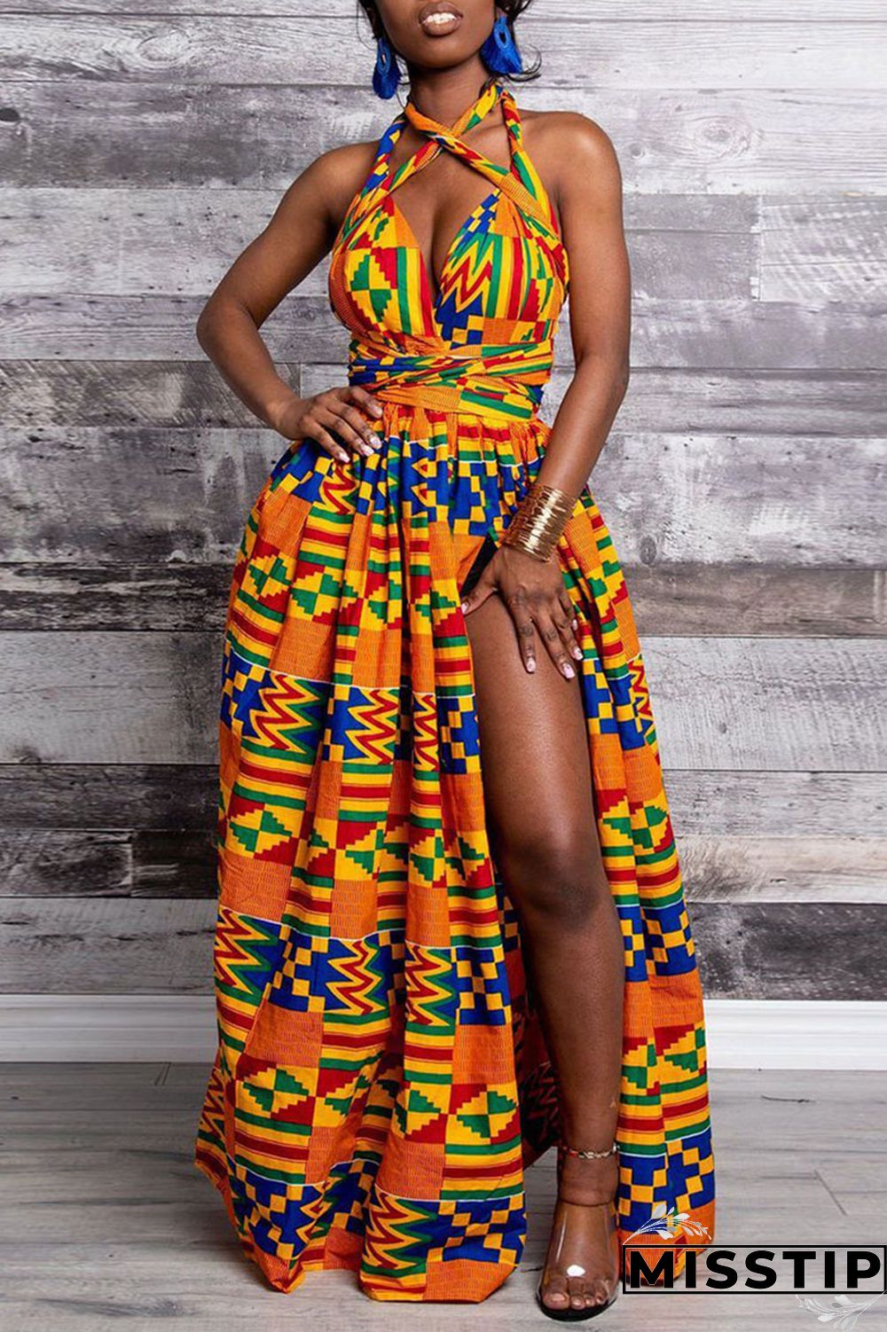 Red Vintage Elegant Print Patchwork Asymmetrical Collar A Line Dresses